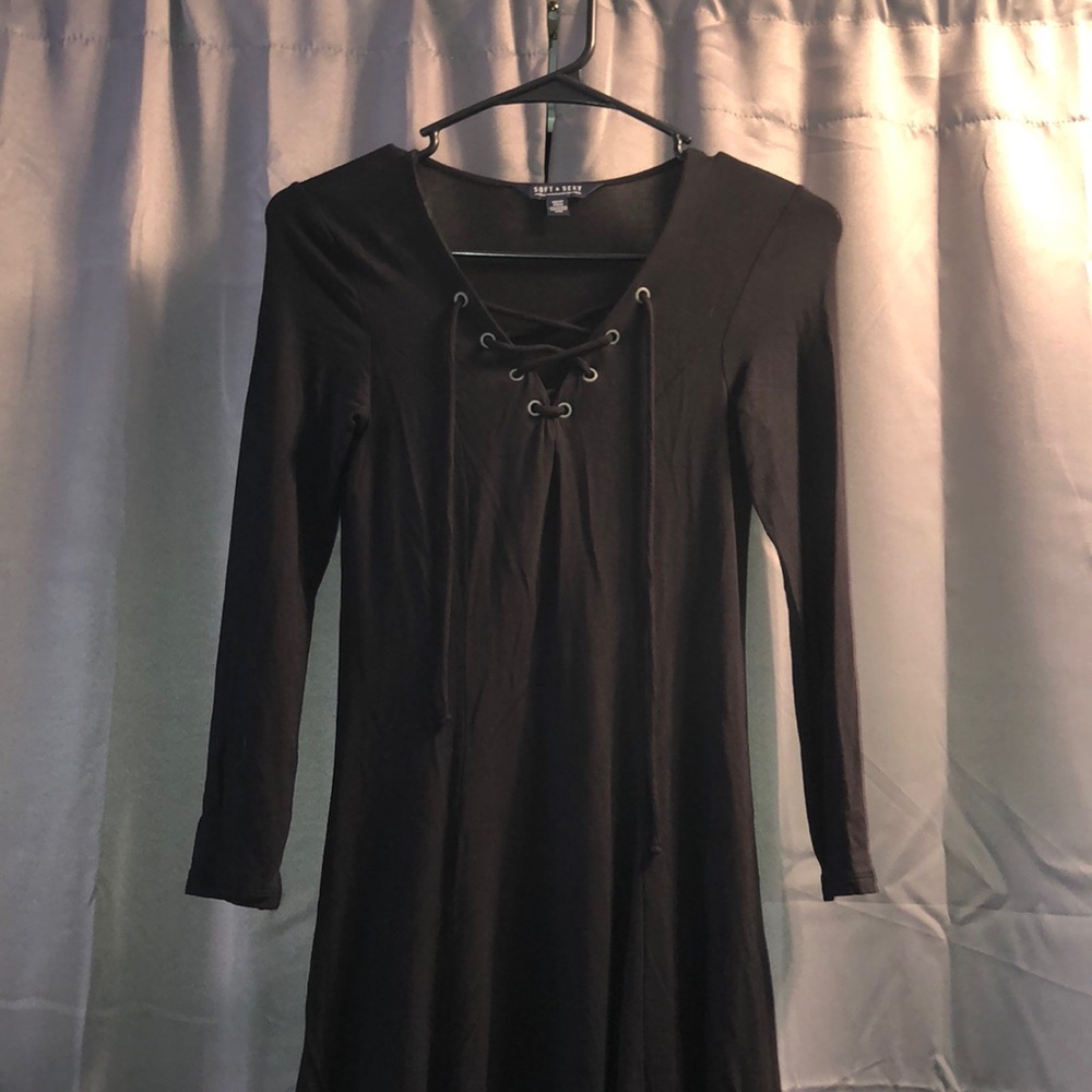 AEO Soft and Sexy Long Sleeve Tie Up Dress